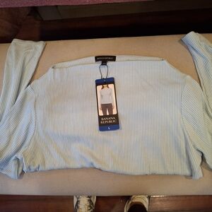 Banana Republic Soft Blue Ribbed Long Sleeve Tee
